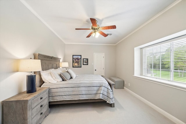 4323 Colony W Dr, Richmond, TX 77406 - bedroom featuring light carpet, crown molding, baseboards, and a ceiling fan