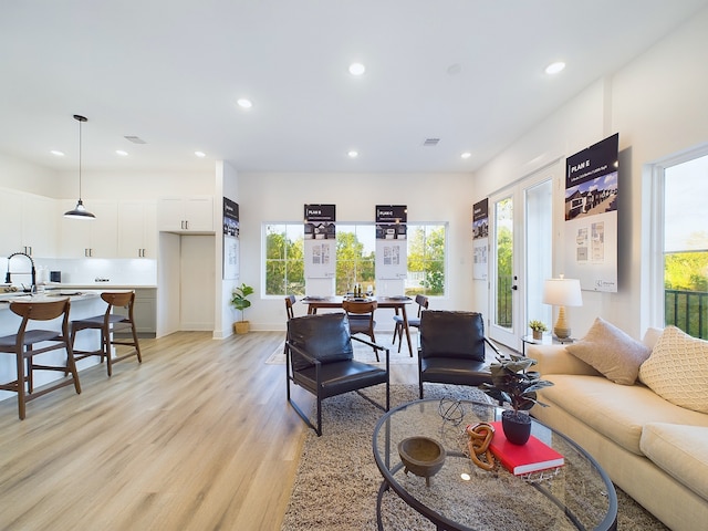 2710 Jensen Creek Ln, Houston, TX 77026 - living room featuring light wood finished floors, plenty of natural light, and recessed lighting