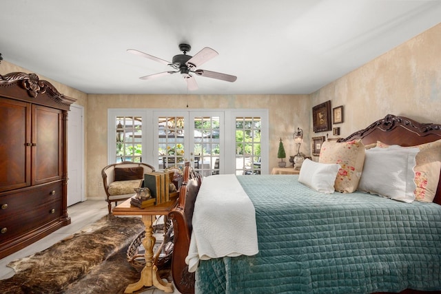 5610 Edgewick Ct, Houston, TX 77069 - bedroom featuring multiple windows, access to outside, french doors, and a ceiling fan