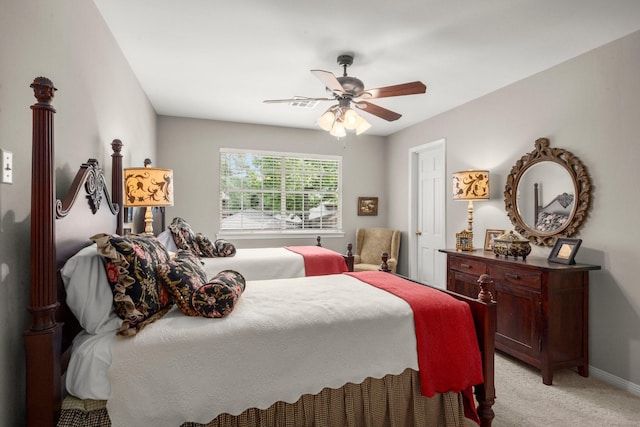 5610 Edgewick Ct, Houston, TX 77069 - bedroom featuring light carpet, baseboards, and a ceiling fan