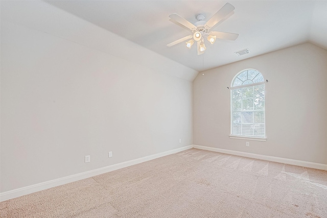 15614 Stable Brook Cir, Cypress, TX 77429 - unfurnished room featuring vaulted ceiling, a ceiling fan, light carpet, and baseboards