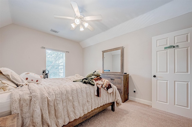 15614 Stable Brook Cir, Cypress, TX 77429 - carpeted bedroom with vaulted ceiling and a ceiling fan
