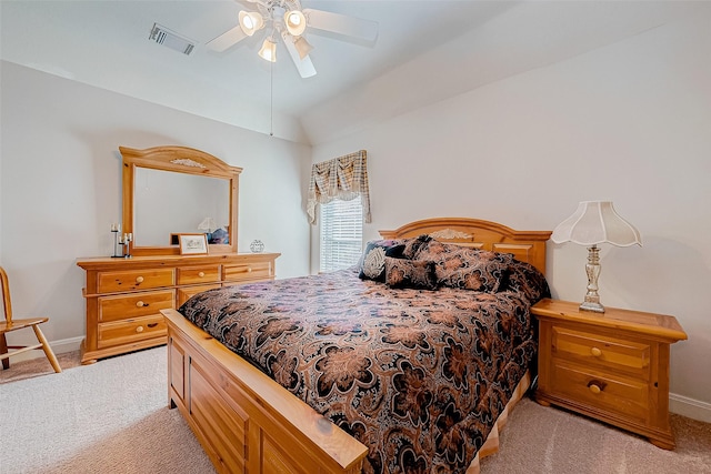15614 Stable Brook Cir, Cypress, TX 77429 - bedroom featuring light carpet, baseboards, lofted ceiling, and a ceiling fan