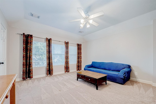 15614 Stable Brook Cir, Cypress, TX 77429 - sitting room with light carpet, ceiling fan, and baseboards