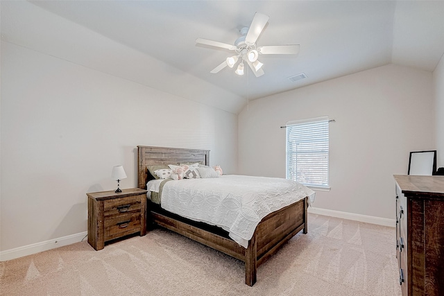 15614 Stable Brook Cir, Cypress, TX 77429 - bedroom featuring vaulted ceiling, light colored carpet, baseboards, and ceiling fan
