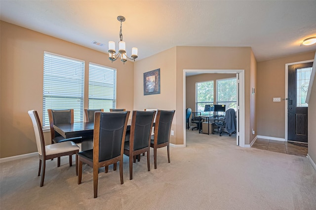 5018 Longlane Dr, Houston, TX 77084 - dining area featuring a chandelier, carpet floors, an office area, and baseboards