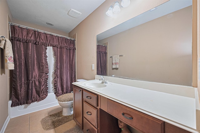 5018 Longlane Dr, Houston, TX 77084 - full bath with tile patterned floors, vanity, toilet, and shower / tub combo