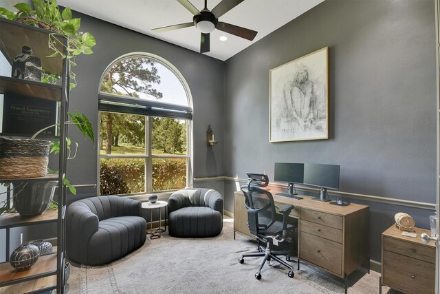 145 Grandview Blvd, Montgomery, TX 77356 - office area with a ceiling fan and baseboards