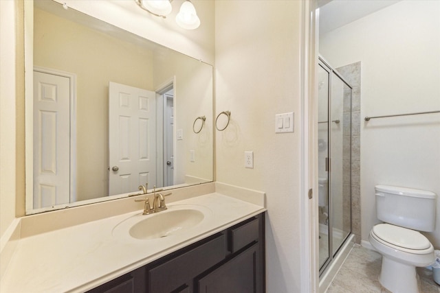 6015 Turner Shadow Ln, Sugar Land, TX 77479 - full bathroom with toilet, a stall shower, vanity, and tile patterned flooring
