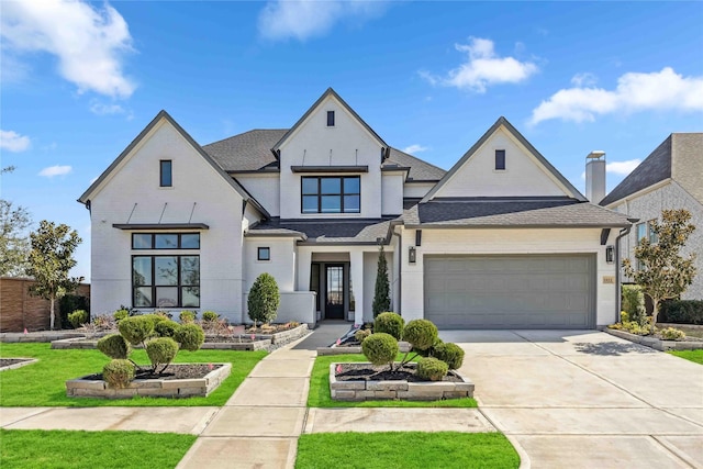 1922 Kessler Point Pl, Katy, TX 77493 - view of front of property with roof with shingles, a garage, driveway, a front yard, and brick siding