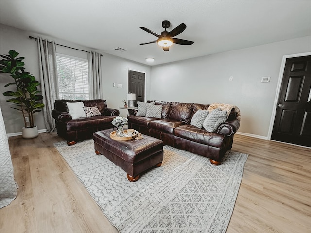 17027 Sperry Landing Dr, Houston, TX 77095 - living area featuring ceiling fan, wood finished floors, and baseboards