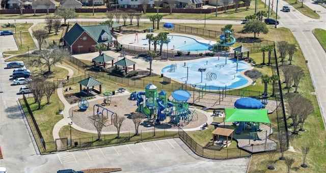 17027 Sperry Landing Dr, Houston, TX 77095 - bird's eye view of a recreational park and a pool area