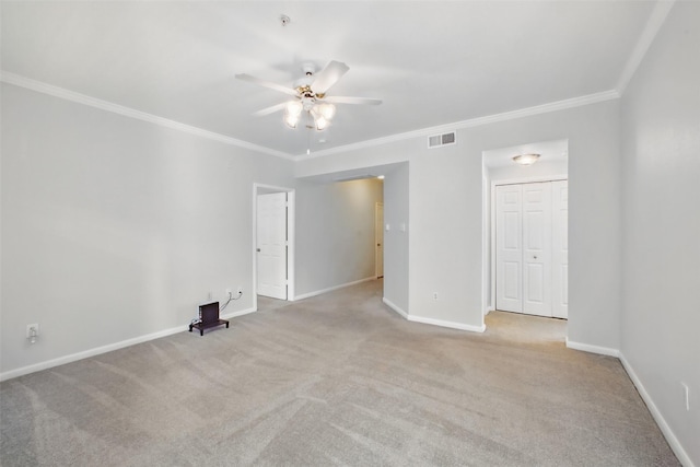 1330 Old Spanish Trl Unit 7207, Houston, TX 77054 - empty room with ceiling fan, ornamental molding, carpet, and baseboards