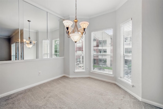 1330 Old Spanish Trl Unit 7207, Houston, TX 77054 - unfurnished dining area with a chandelier, crown molding, carpet, and baseboards