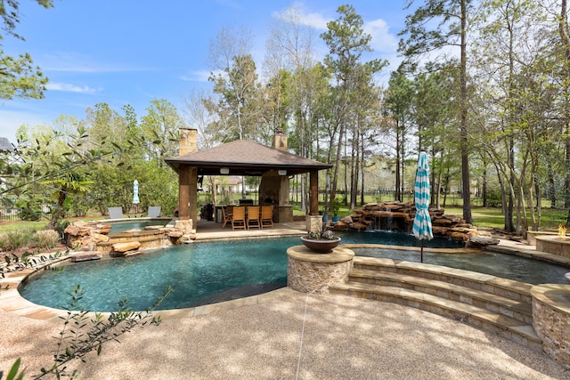 27433 S Lazy Meadow Way, Spring, TX 77386 - view of swimming pool with a gazebo, a patio, and a pool with connected hot tub