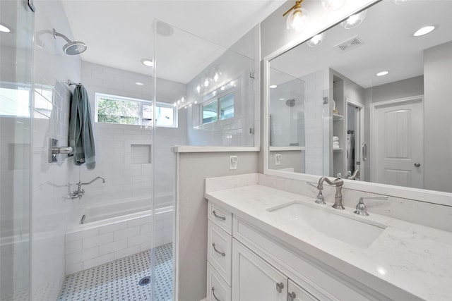 1345 Curtin St, Houston, TX 77018 - full bath with a tile shower and vanity