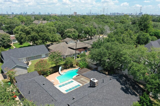 4438 Wigton Dr, Houston, TX 77096 - drone / aerial view of a skyline view and a pool
