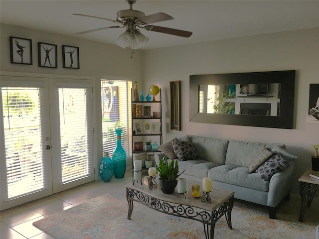 4747 Nasa Pkwy Unit 104, Pasadena, TX 77586 - tiled living area featuring ceiling fan