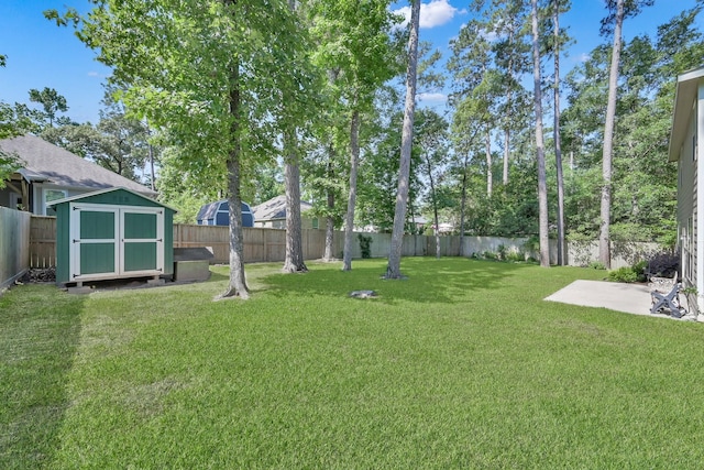 9040 Pecos Pl, Willis, TX 77378 - view of yard featuring a storage unit, a patio, and an outdoor structure