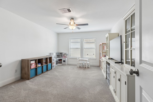 15003 Big Spring Park Dr, Cypress, TX 77433 - game room featuring ceiling fan, carpet floors, and baseboards