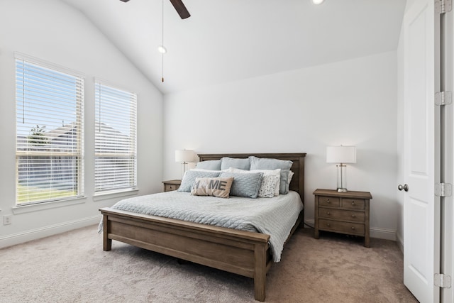 15003 Big Spring Park Dr, Cypress, TX 77433 - bedroom with carpet flooring, multiple windows, lofted ceiling, and baseboards