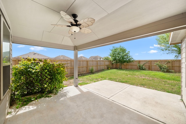 3105 Zachary Bay Ln, League City, TX 77539 - view of patio / terrace featuring ceiling fan