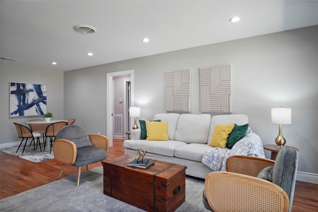 4266 T C Jester Blvd, Houston, TX 77018 - living room with baseboards, wood finished floors, and recessed lighting