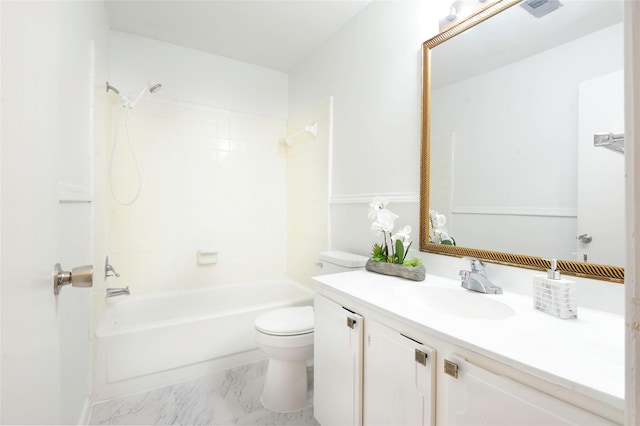 4164 Belle Park Dr Unit 4164, Houston, TX 77072 - bathroom with toilet, vanity, bathing tub / shower combination, and marble look tile flooring