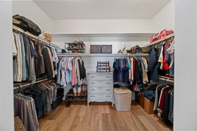 spacious closet with wood finished floors