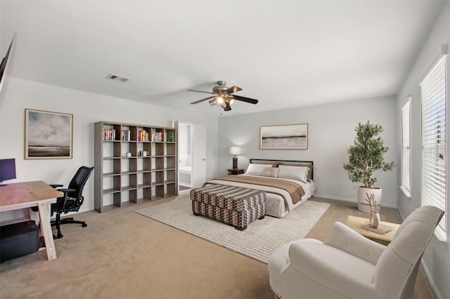 1193 Stallion Rdg, Alvin, TX 77511 - bedroom featuring an office area, carpet flooring, baseboards, and ceiling fan