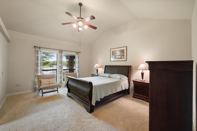 123 June Blvd, Streetman, TX 75859 - bedroom featuring vaulted ceiling, light colored carpet, baseboards, and a ceiling fan