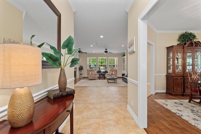 18106 E Cypress Hill Cir, Cypress, TX 77433 - foyer entrance with ceiling fan, recessed lighting, ornamental molding, and baseboards