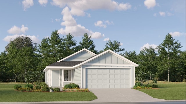 315 Brandi Dr, Wharton, TX 77488 - view of front of home featuring a front yard, driveway, board and batten siding, and a garage