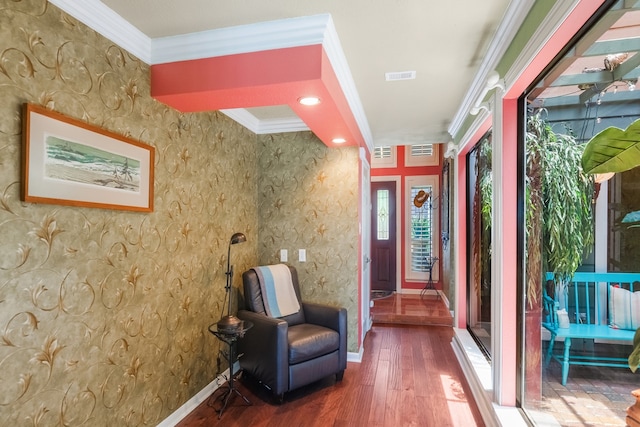 10022 Jan Glen Ln, Houston, TX 77070 - unfurnished room with hardwood / wood-style flooring, baseboards, and ornamental molding