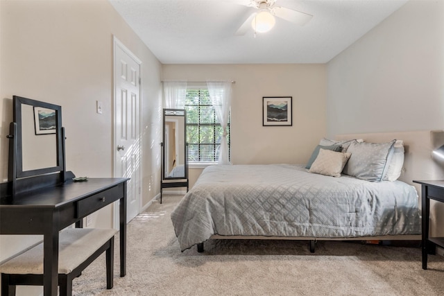 17326 Meadow Heights Dr, Houston, TX 77095 - bedroom with light carpet, a ceiling fan, and baseboards