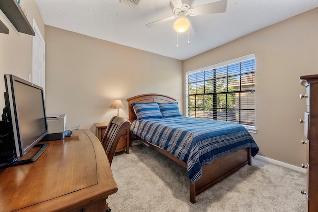 17326 Meadow Heights Dr, Houston, TX 77095 - bedroom with carpet flooring, baseboards, a ceiling fan, and an office area