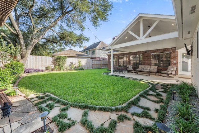 17326 Meadow Heights Dr, Houston, TX 77095 - view of yard featuring an outdoor hangout area and a patio