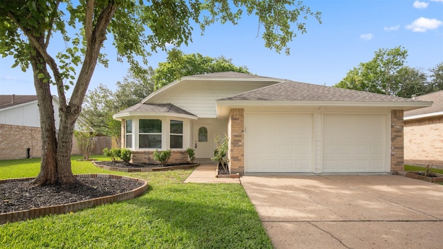 4007 Green Crest Dr, Houston, TX 77082 - view of front of property featuring brick siding, a garage, driveway, and a shingled roof
