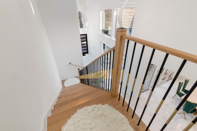 staircase featuring wood finished floors