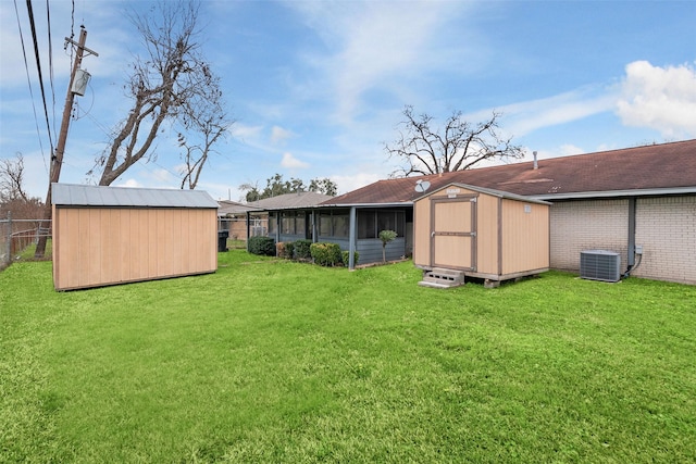 6046 Harbrook Dr, Houston, TX 77087 - view of yard featuring central air condition unit and a sunroom