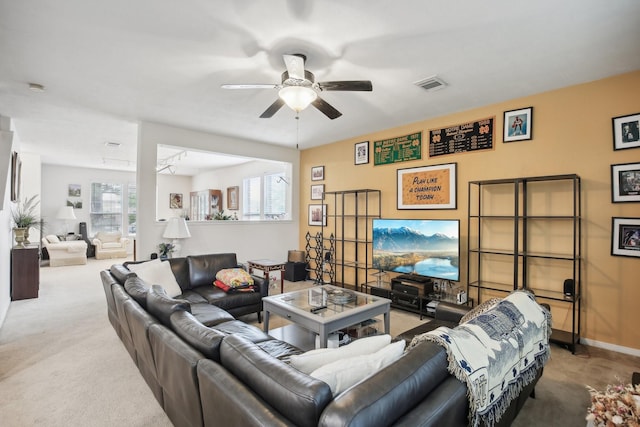 723 Slate Valley Ln, Spring, TX 77373 - carpeted living area with ceiling fan