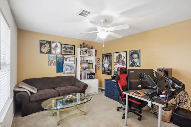 723 Slate Valley Ln, Spring, TX 77373 - carpeted home office with ceiling fan