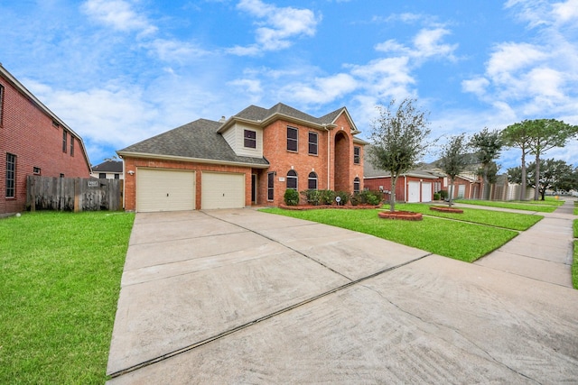 14731 Ravenscroft Way, Houston, TX 77083 - view of front of home with brick siding, driveway, an attached garage, and a shingled roof