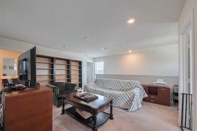 14502 Myrtle Hill Dr, Houston, TX 77069 - living area with light carpet and recessed lighting