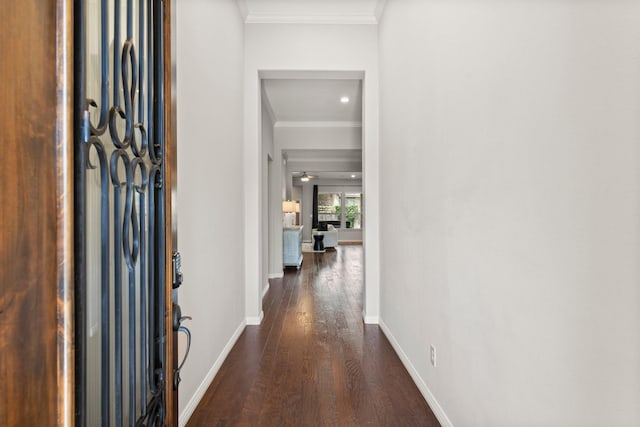 1830 Britton Key Ln, Spring, TX 77386 - entrance foyer featuring dark wood-type flooring, ornamental molding, baseboards, and recessed lighting