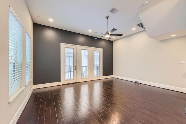 407 N Nagle St Unit E, Houston, TX 77003 - empty room featuring baseboards, wood finished floors, ceiling fan, and recessed lighting