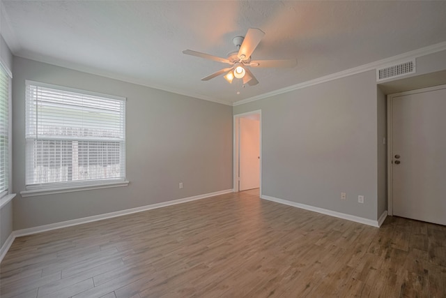 8547 Sparkling Springs Dr, Houston, TX 77095 - unfurnished room featuring wood finished floors, ceiling fan, crown molding, and baseboards