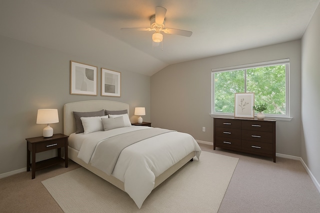 8547 Sparkling Springs Dr, Houston, TX 77095 - bedroom featuring light carpet, baseboards, and lofted ceiling