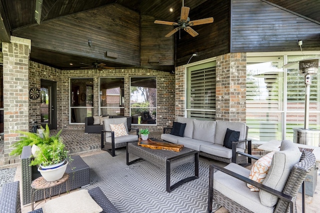 view of patio featuring a ceiling fan and outdoor lounge area