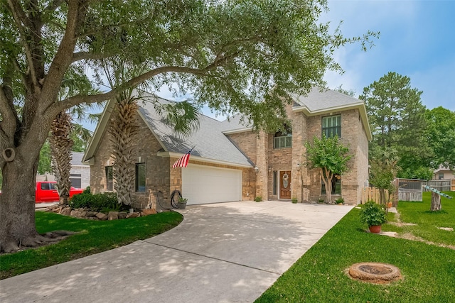 14844 Pollux Dr, Willis, TX 77318 - traditional home featuring brick siding, driveway, roof with shingles, and an attached garage